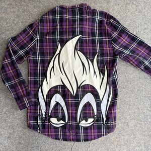 Disney Cakeworthy Ursula Flannel Size Med Plaid‎ Long Sleeve Button Shirt